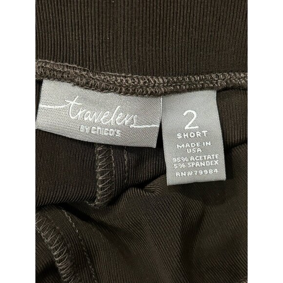 Chicos Travelers Womens Black Pull-On Pants Size Large Short - Picture 5 of 9